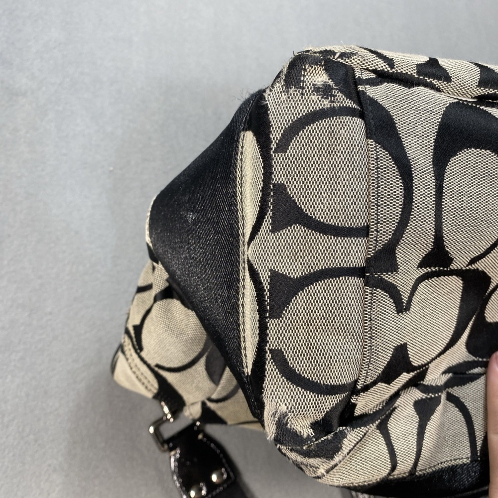 Coach F13803 Black Gray Signature Stripe XL Diaper Travel Tote Shoulder Bag Flaw - Picture 12 of 12